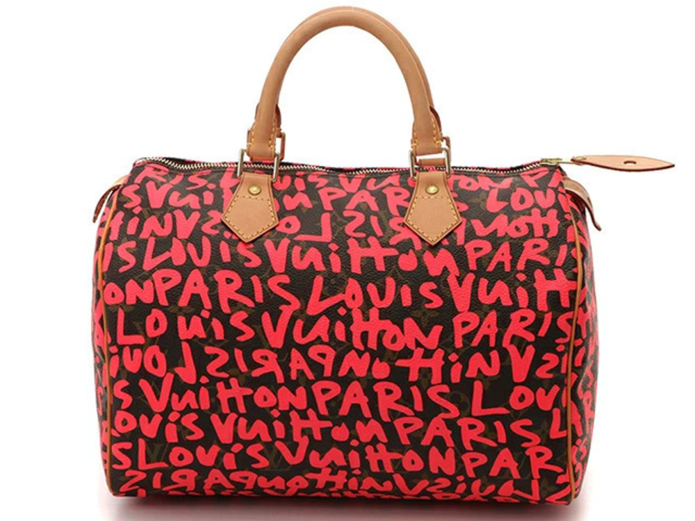 LOUIS VUITTON Speedy bag handbag Boston Monogram Graffiti pink SH